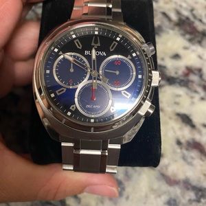 BULOVA 96A185 Curv Chronograph Blue Dial Sapphire Glass Men's Watch